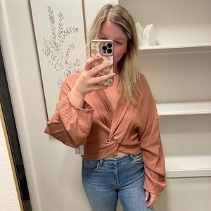 NWT free people sweater top (cactus tint).